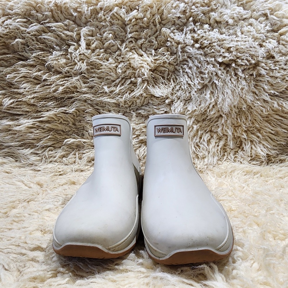 WEIMUTA Ankle Rain Boots Womens 44 US 12 Beige Waterproof Rubber Gum Sole - Picture 2 of 6